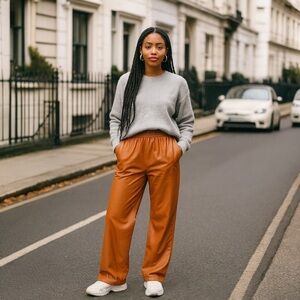 Lucy Paris Vegan Leather Pants in Camel | Elevated Street Style Neutral D1